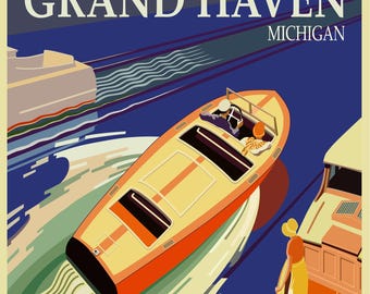 Grand Haven retro look poster