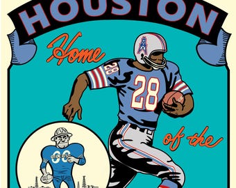 Houston Oilers vintage look poster, unframed