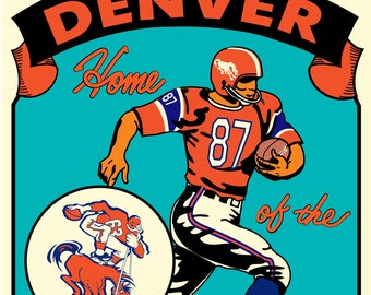 Denver Broncos vintage look poster, unframed
