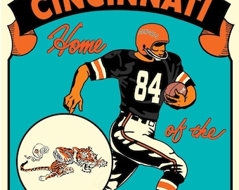 Cincinnati Bengals vintage look poster, 24” x36” unframed
