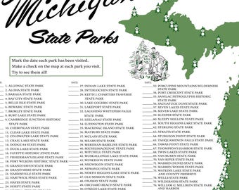 Retro look Michigan State Parks map, Unframed