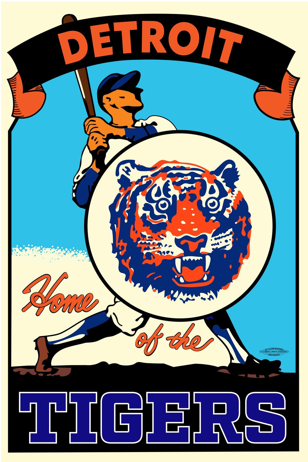 Detroit Tigers Retro Poster - Etsy