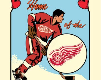 Detroit Red Wings 8” x 10” retro poster