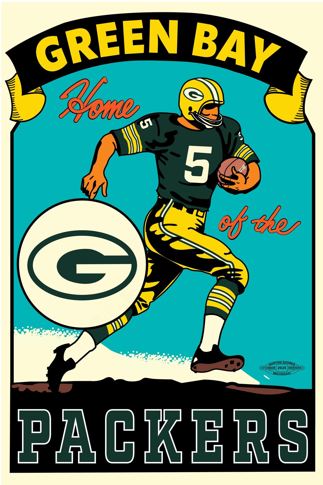 Green Bay Packers Vintage Look Poster, Unframed - Etsy