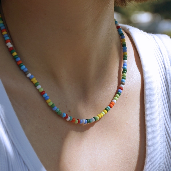 Necklace Clizia with multicolor Czech seed beads.