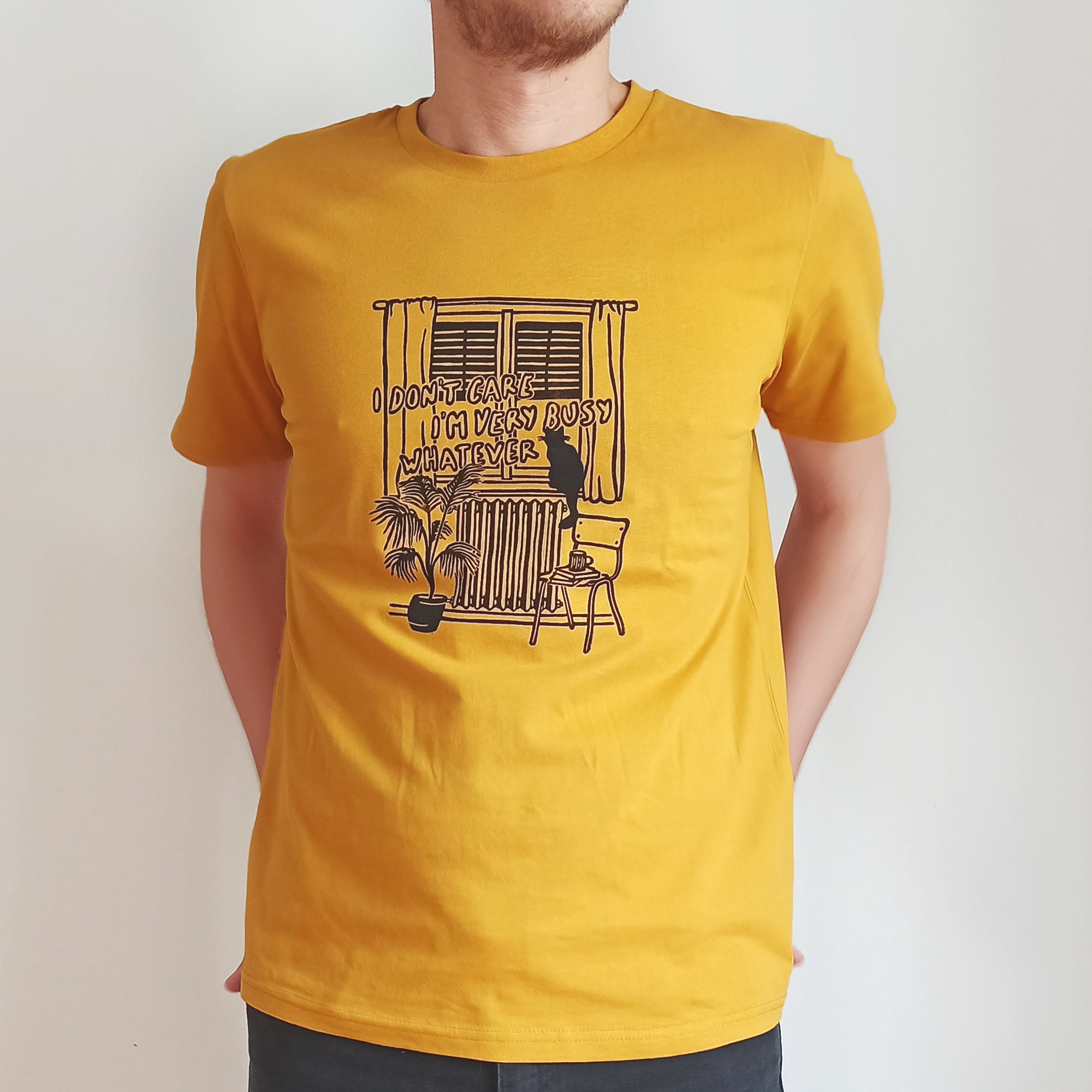 Busy Cat Handprinted UNISEX t-shirt original linocut print | Etsy