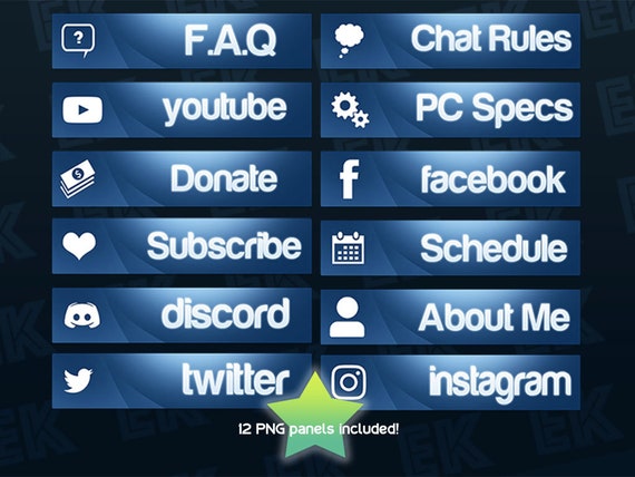 Twitch Panel Overlay Buttons Etsy