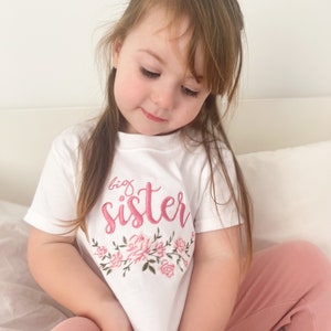 Embroidered Floral Big Sister T-Shirt