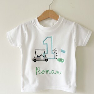 Personalised Embroidered Children's Golf Birthday T-Shirt - Hole in one party, golfing