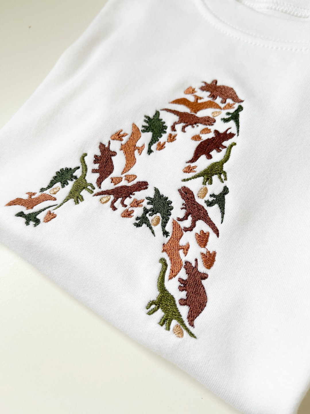 Cartoon Dinosaur Letter Embroidery Casual T-Shirt Overalls Shorts