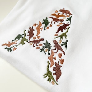 Embroidered Dinosaur Initial T-Shirt