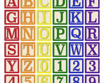 Blue Alphabet Blocks Clipart Alphabet Clip Art Letters Etsy
