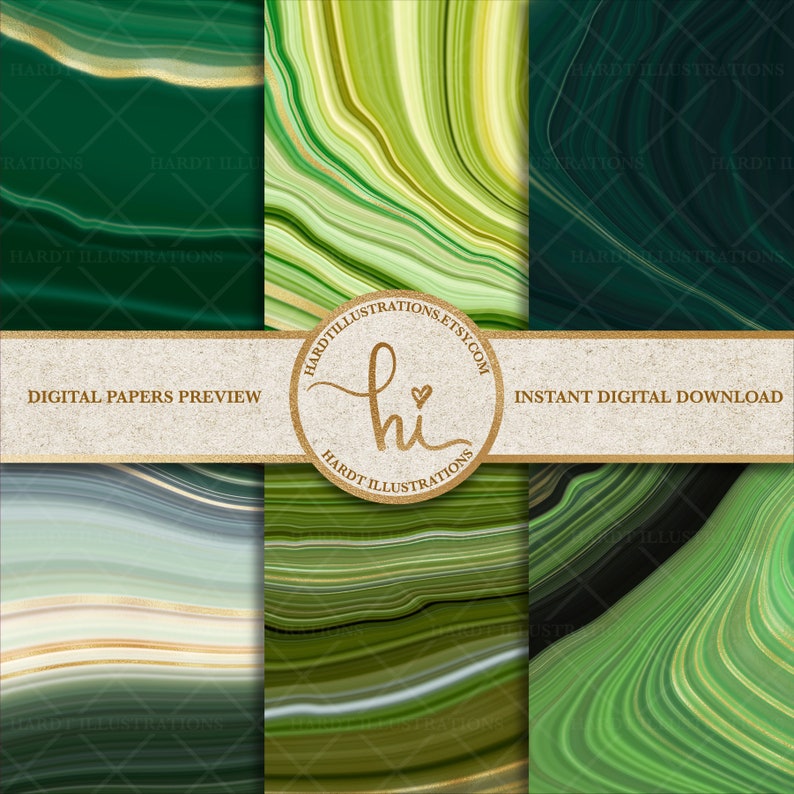 Download Green Agate Digital Paper Swirls Digital Paper Marble Gold ...