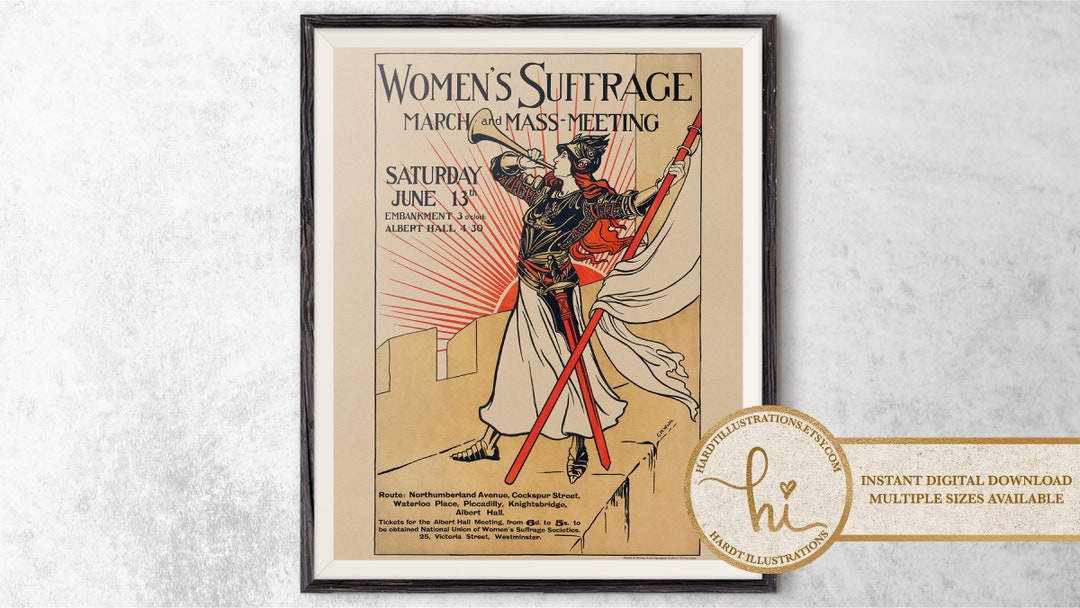 Women's Suffrage March & Mass-meeting, Vintage Votes for Women Art ...