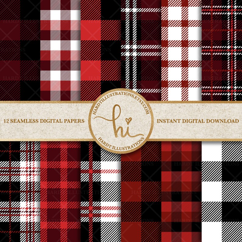 Red Buffalo Plaid Digital Paper Buffalo Check Design | Etsy