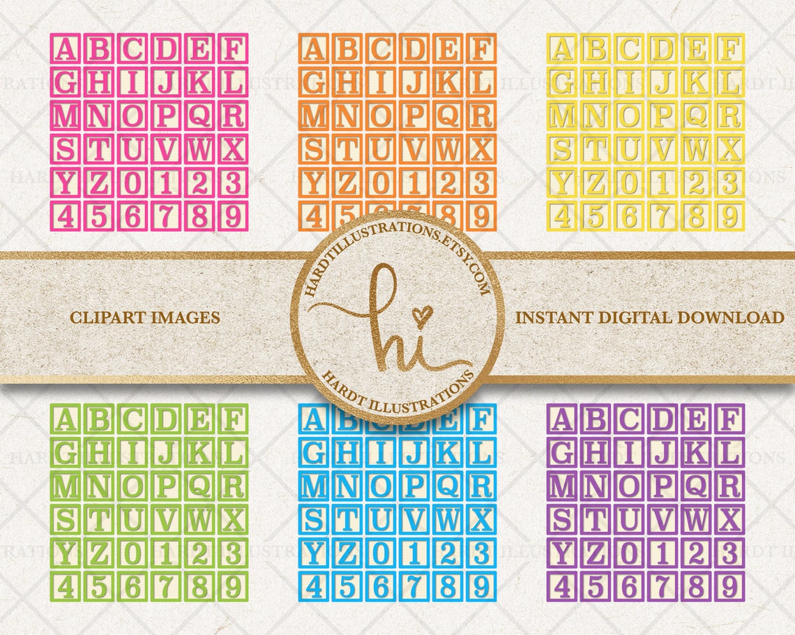 Bright Rainbow Alphabet Blocks Clipart Alphabet Clip Art ABC | Etsy