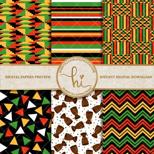 Kwanzaa Digital Paper, Africa Digital Paper, African Kente Cloth