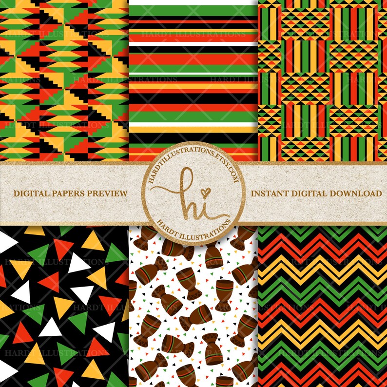 Kwanzaa Digital Paper Africa Digital Paper African Kente | Etsy