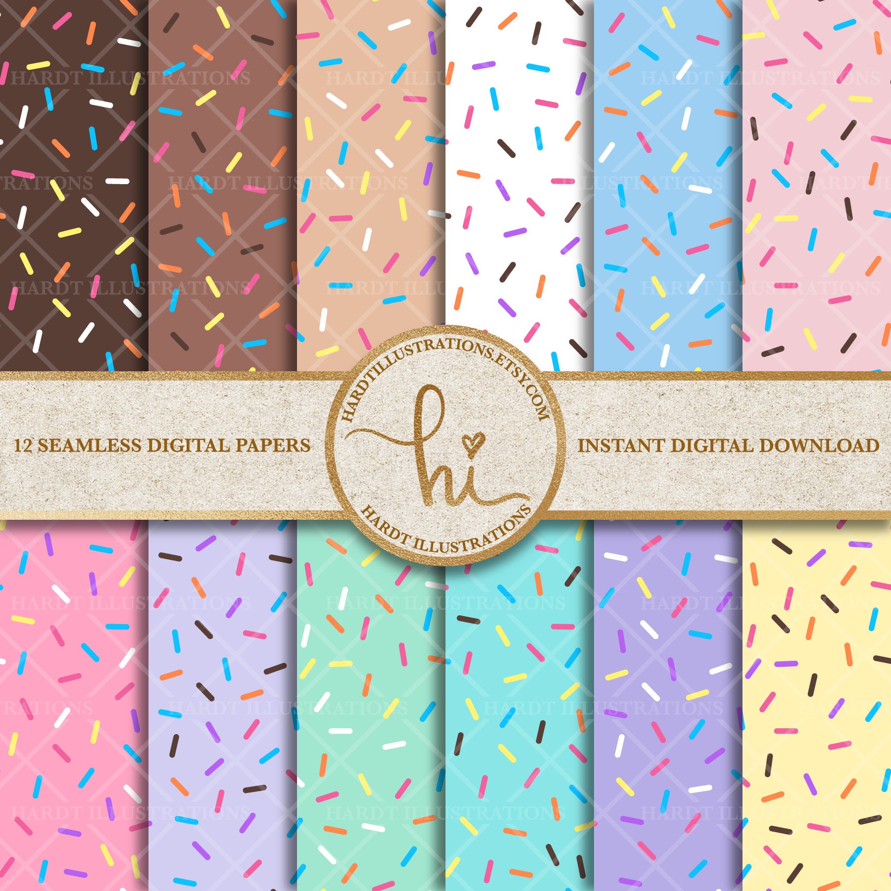 Thin Sprinkles Digital Paper Rainbow Confetti Pastel Donut - Etsy