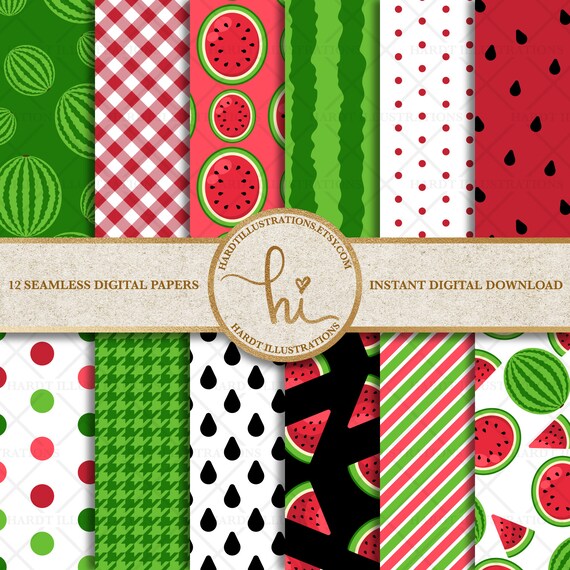 Download Watermelon Digital Paper Watermelon Patterns Fruit Digital Etsy