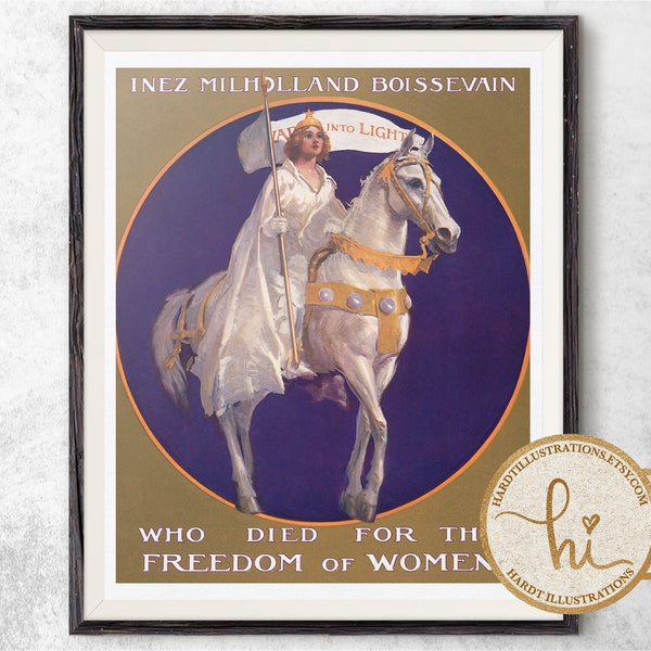 Inez Milholland Boissevain Forward into Light, Vintage Suffrage Art Print, Women's Rights Poster, Votes for Women PRINTABLE Digital Download
