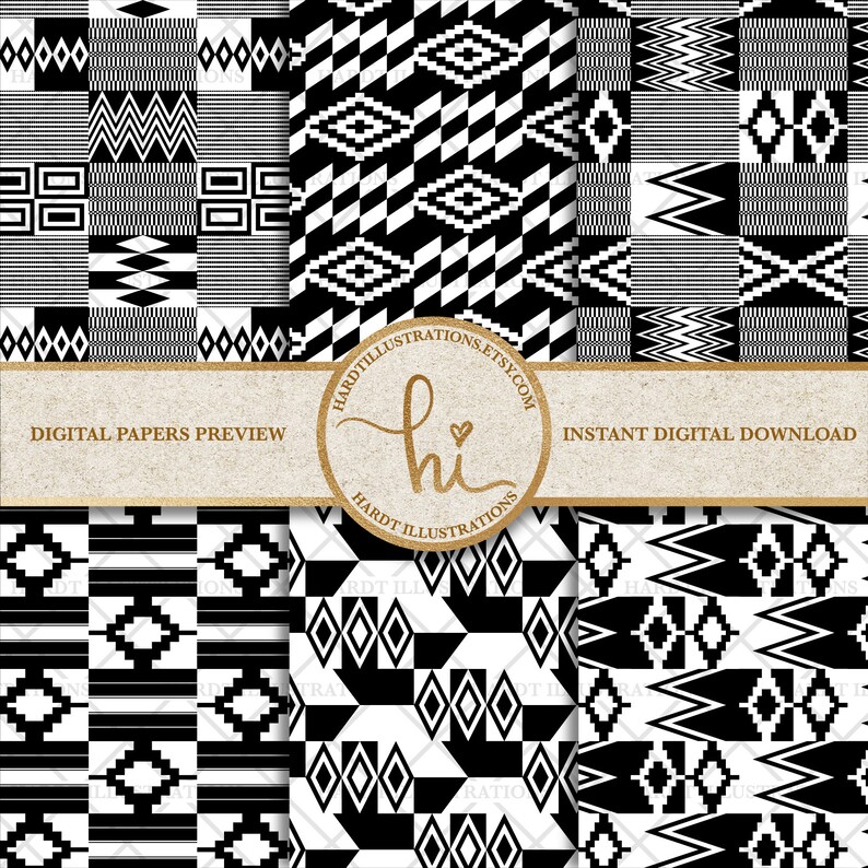 Black and White Kente Digital Paper African Kente Cloth - Etsy