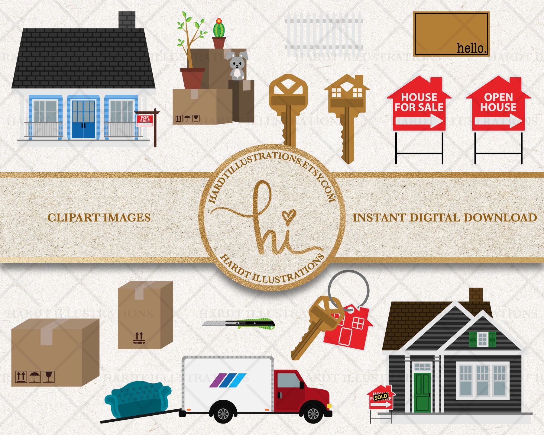 Moving Day Clipart Moving Clipart Real Estate Clipart House | Etsy