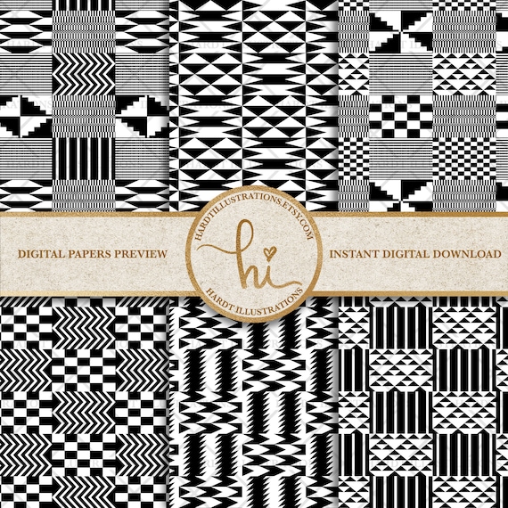 Kente Cloth Patterns Digital Paper JPG Format printable 