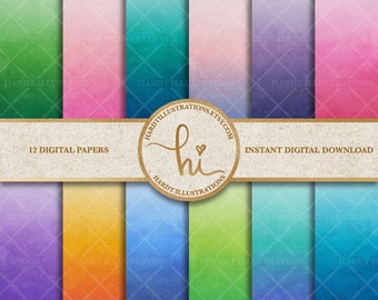 Pastel Fade Ombre Watercolor Digital Paper, Rainbow Watercolor Gradient Background, Summer Digital Paper, Printable Paper, Scrapbook Paper