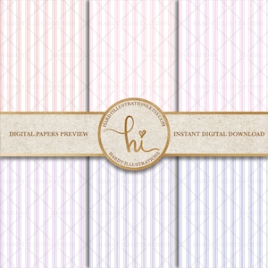 Ticking Stripes Digital Paper, Ticking Fabric Digital Paper, Mattress ...
