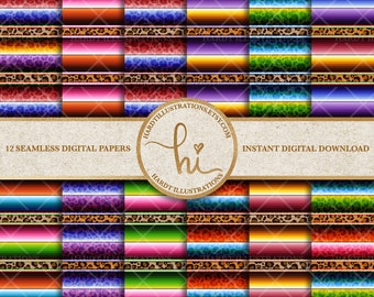 Leopard Serape Digital Paper, Mexican Blanket, Woven Fabric Print, Mexico Digital Paper, Fiesta Digital Paper, Leopard Serape Background