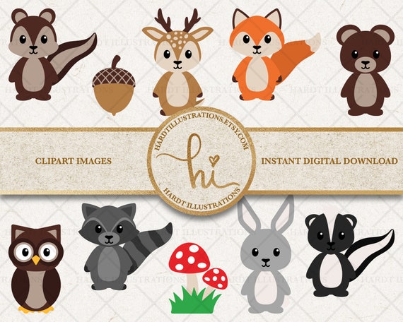 Woodland Animals Clipart Woodland Animals Cute Baby Animals Etsy
