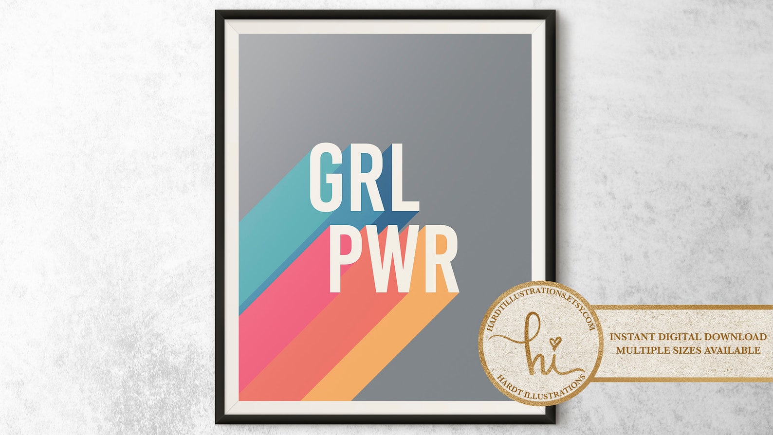 GRL PWR Art Print Girl Power Wall Art PRINTABLE Wall Art Etsy