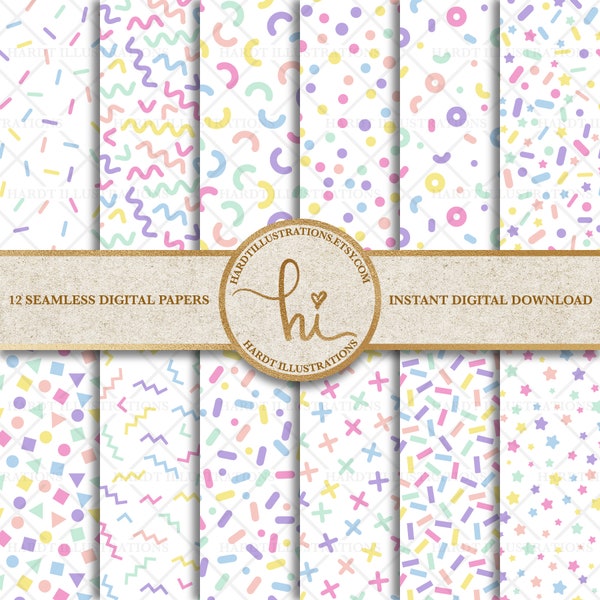 Pastel Rainbow Confetti Digital Paper, Confetti Background, Birthday Party Confetti, Celebration Confetti, Colorful Sprinkles, Party Pattern