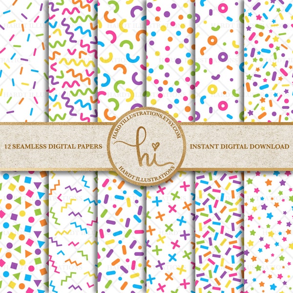 Bright Rainbow Confetti Digital Paper, Confetti Background, Birthday Party Confetti, Celebration Confetti, Colorful Sprinkles, Party Pattern