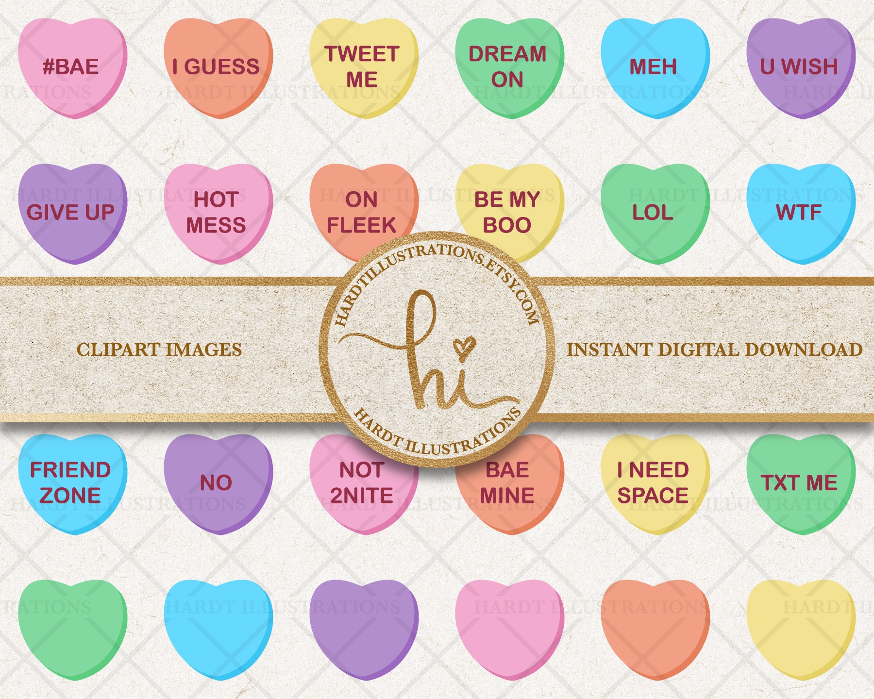 Sur La Table Valentines Conversation Hearts, Set of 6, Multi