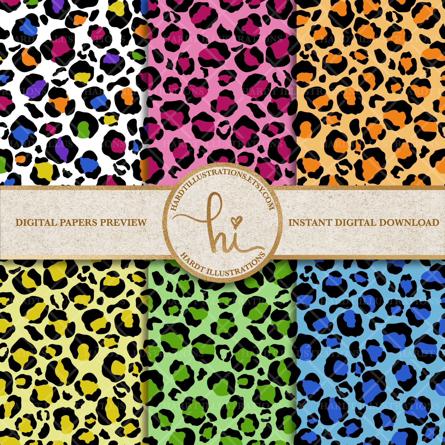 Leopard Print Digital Paper Leopard Print Design Retro Etsy