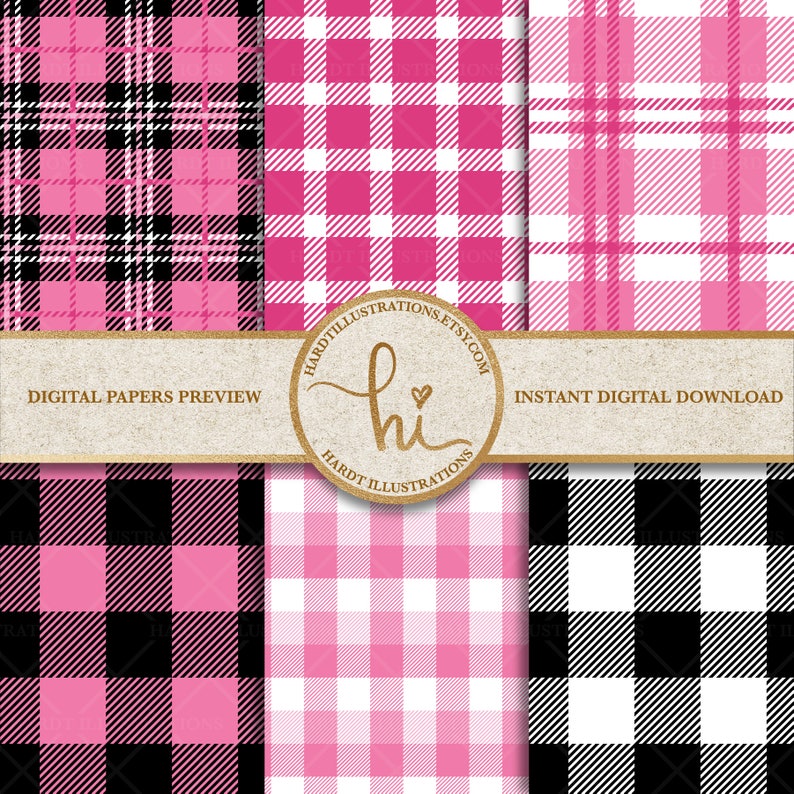 Download Pink Buffalo Plaid Digital Paper Buffalo Check Design | Etsy