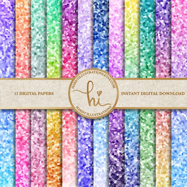 Pastel Ombre Crystal Digital Paper, Geode Digital Paper, Rainbow Gemstone Paper, Abstract Jewel Texture, Crystallized Agate Printable Paper