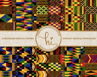 Kente Digital Paper, African Kente Cloth, Woven Fabric Print, Africa Digital Paper, Kwanzaa Designs, Kente Background, Cute Seamless Pattern