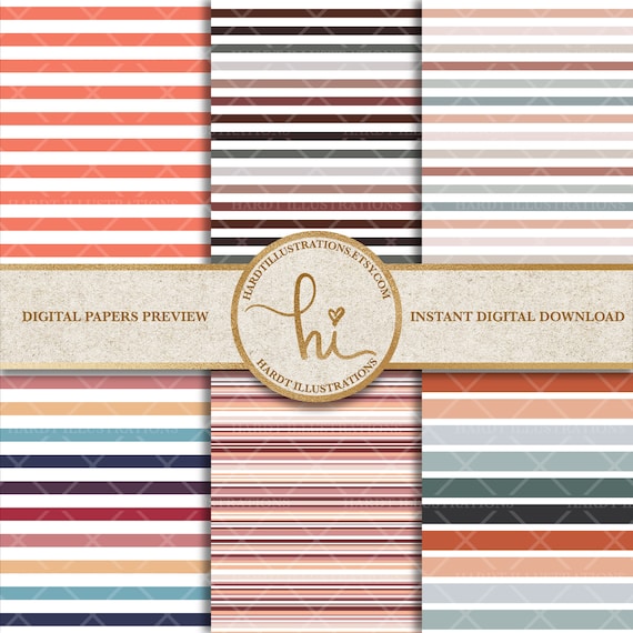 Horizontal Stripe Neutral Candy Stripes Design Cute Multicolor Scrapbook Patterns Striped Printable Paper Retro Stripe Digital Paper