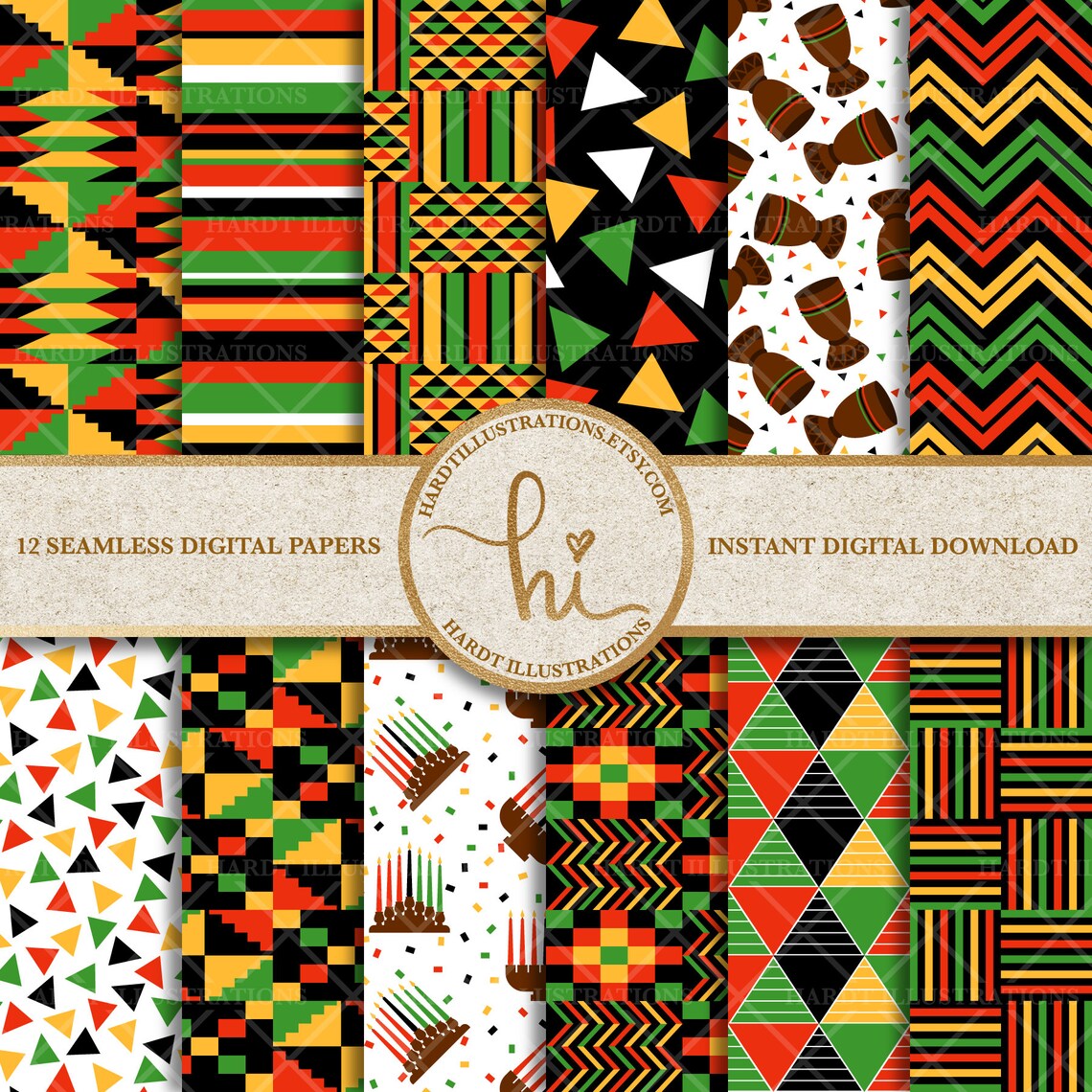 Kwanzaa Digital Paper Africa Digital Paper African Kente | Etsy