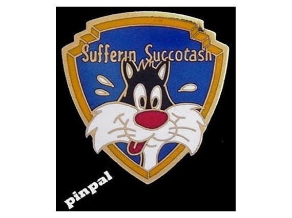 Sylvester Cat Looney Tunes enamel pin NOS vintage retro cartoon WB hat lapel 80s 
