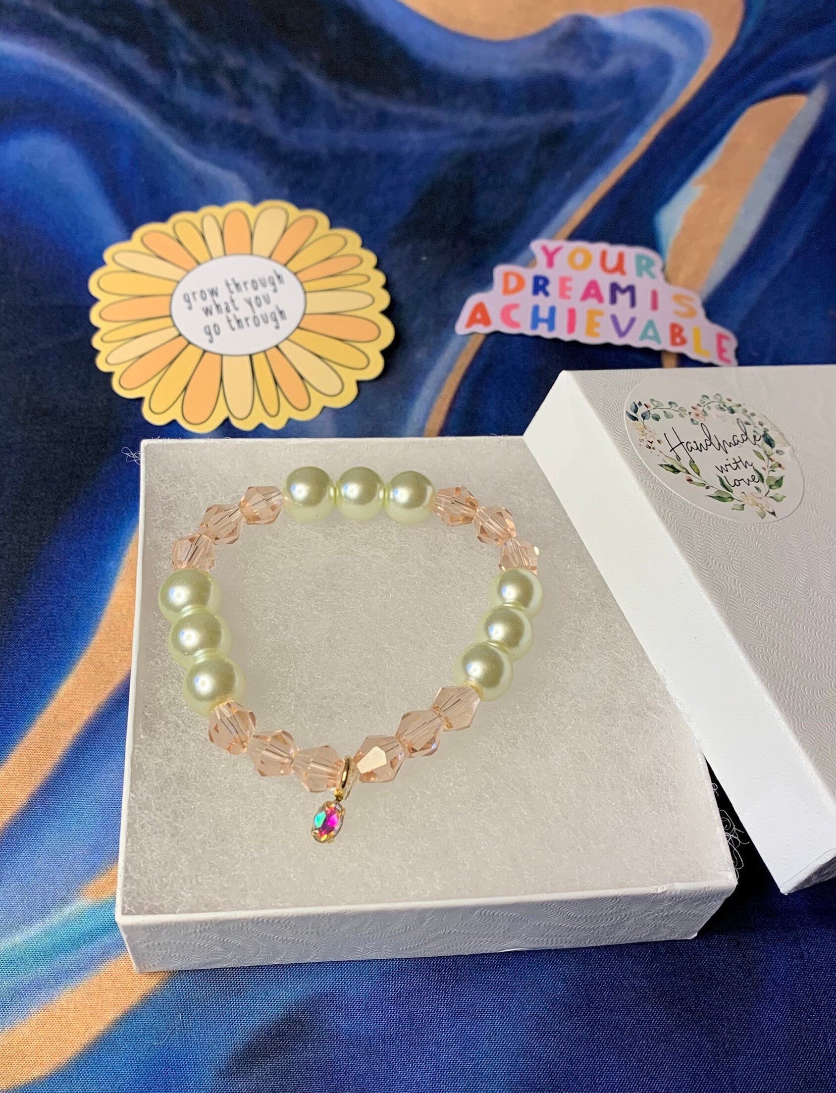 Tik Tokinspired Beaded Pearl Charm Bracelet Etsy