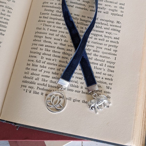 Blue Vintage Style Velvet Bookmark