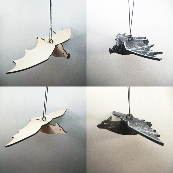 Bat Wooden Hanging Decorations Ceiling Decor Halloween Etsy