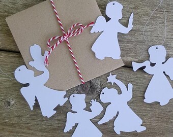 Danish Papercut Angels, White Paper Christmas Ornaments (Set of 5)