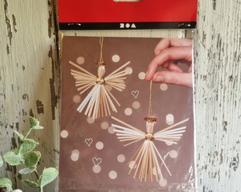 Danish Straw Angel Ornament Kit, Scandinavian Christmas Craft (2 Angels)