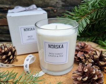 NORSKA large Skov Scandi Winter Forest juniper and pine natural aromatherapy plant wax hygge candle 20cl