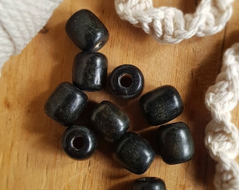 Black Wood Bead Garland, Black Farmhouse Beads, Black